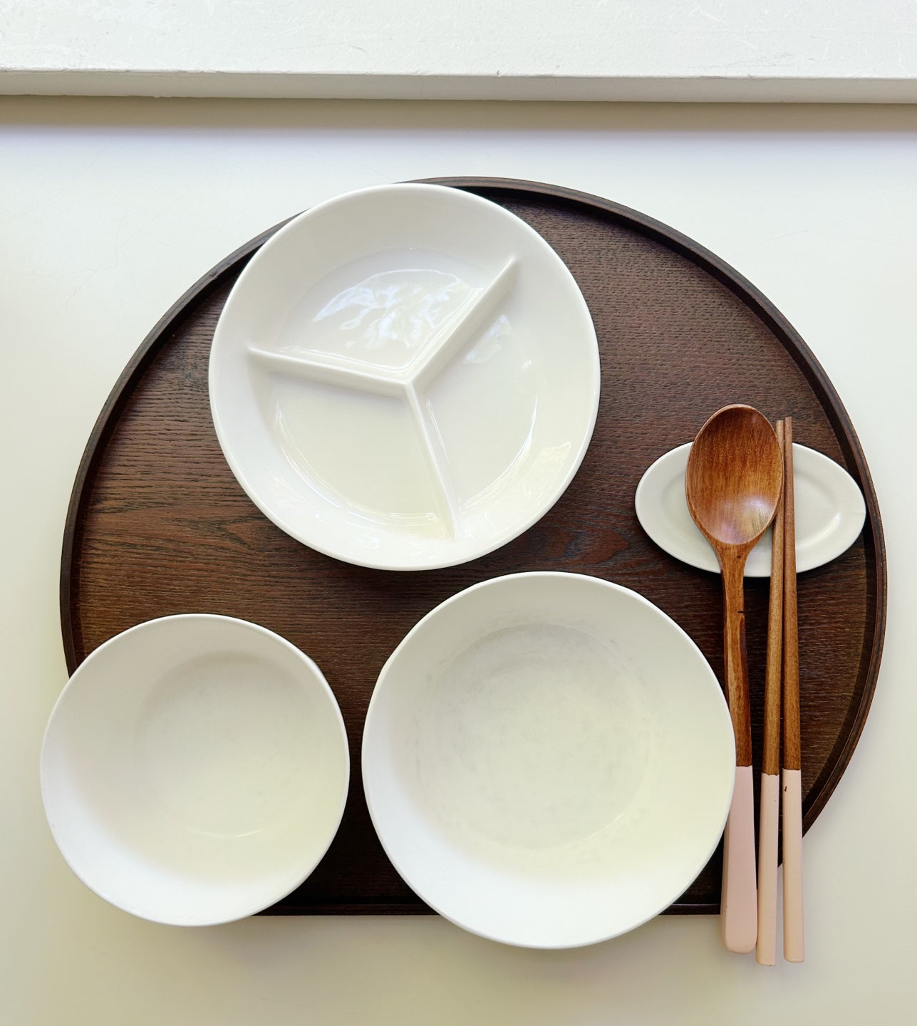 Half Moon Lacquered Wooden Tray
