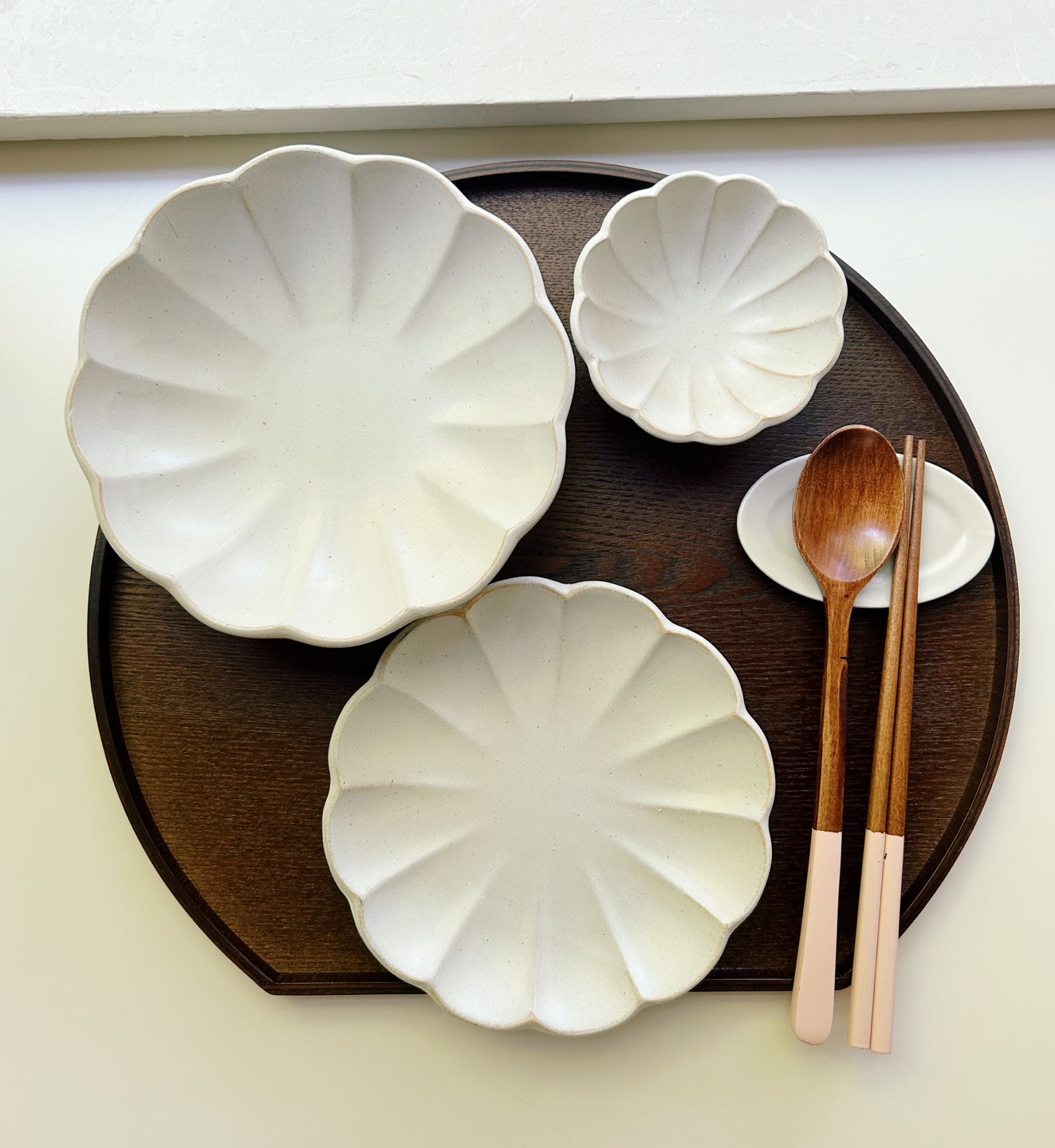 Half Moon Lacquered Wooden Tray