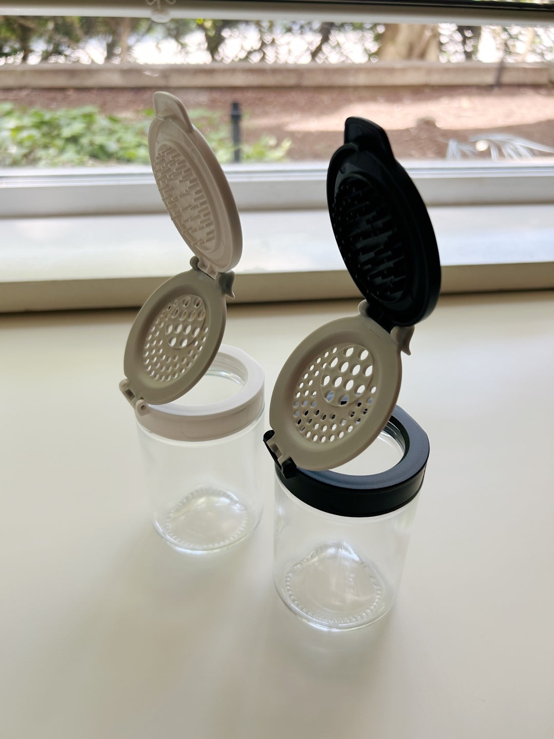 Dual Lid Glass Spice Jars