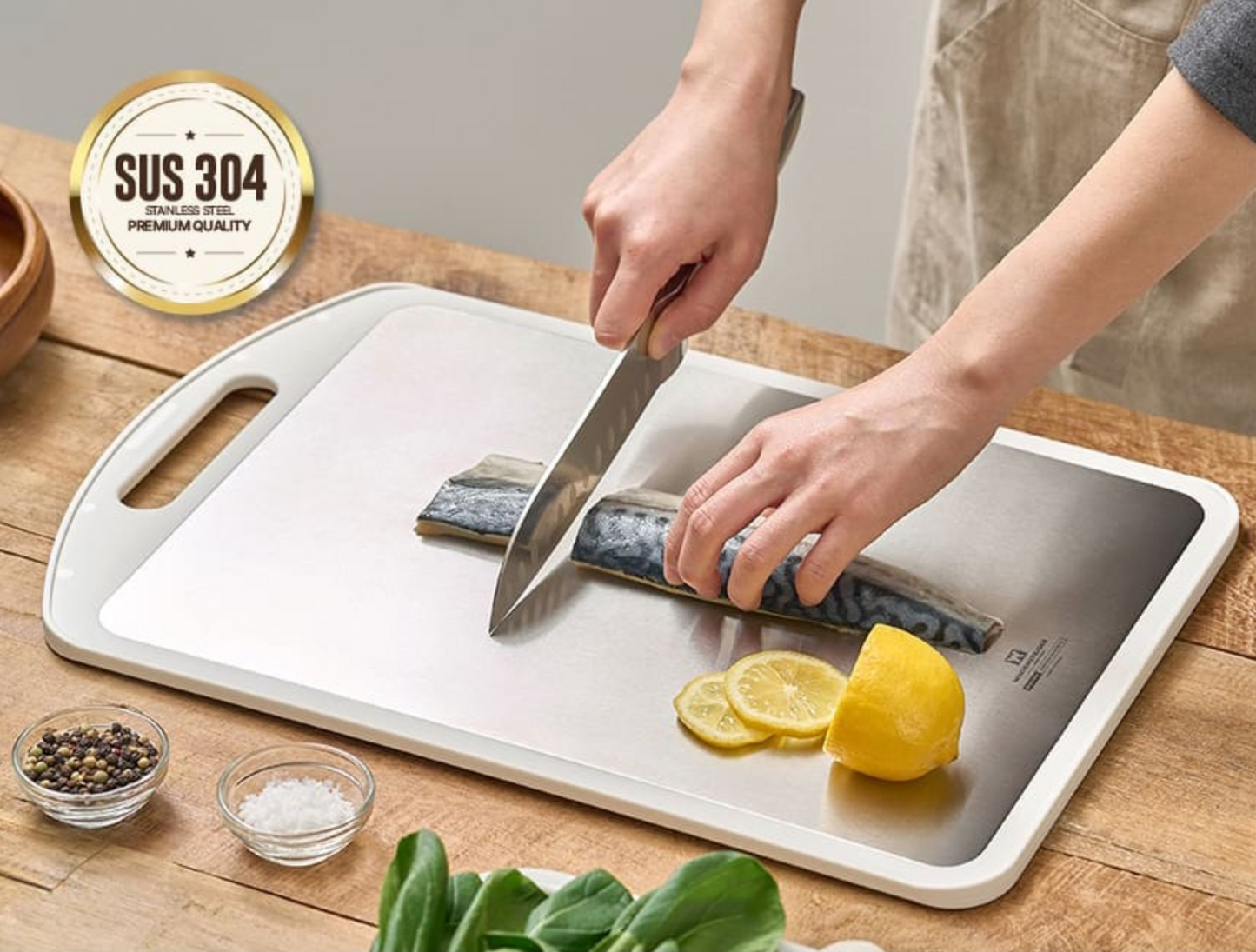 New) Double Sided Stainless Cutting Board