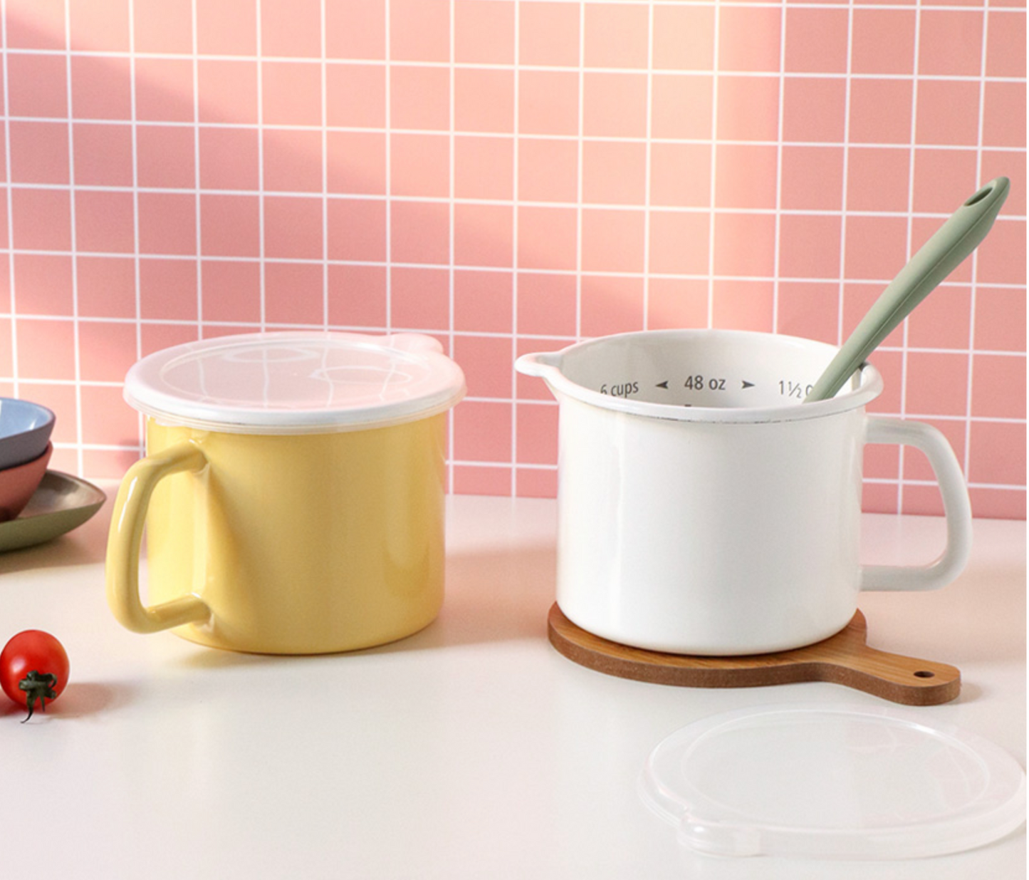 Enamel Canister Pot (Round)