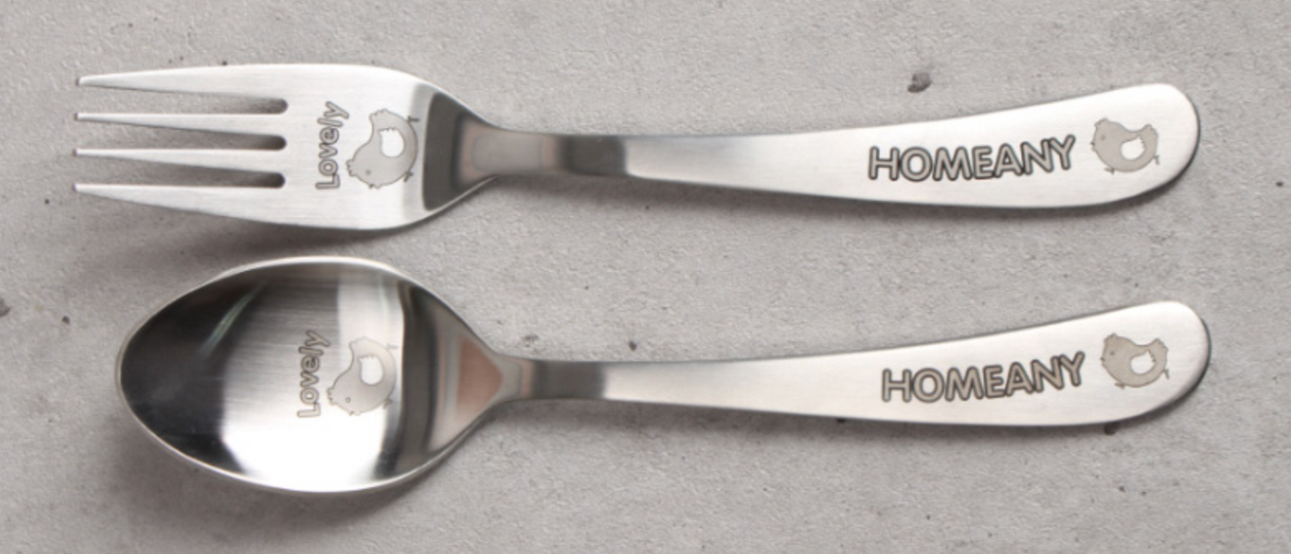 All Stainless Kids Spoon+Fork Set