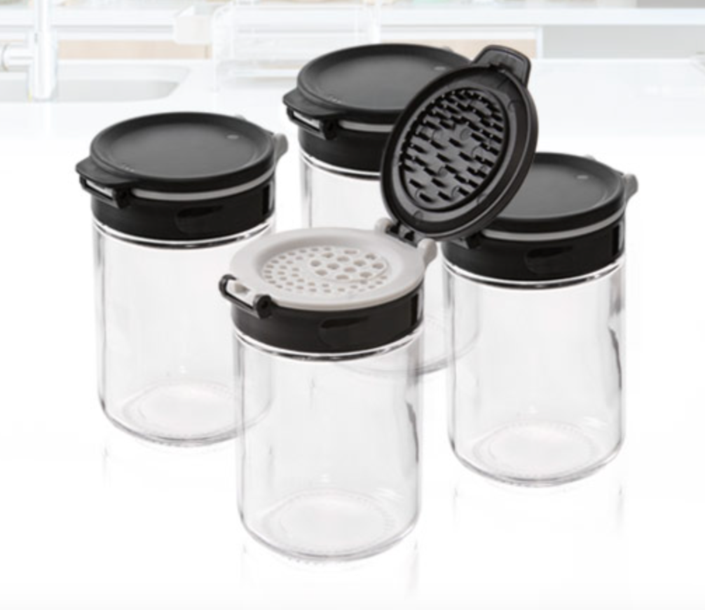 Dual Lid Glass Spice Jars