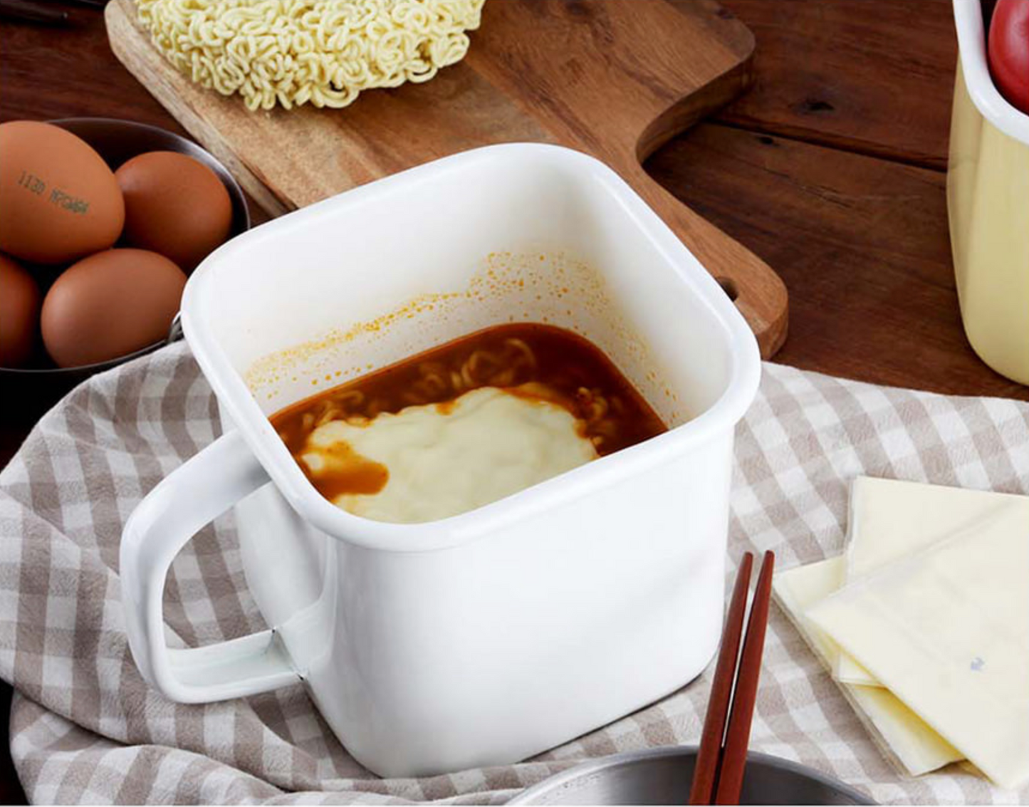 Enamel Canister Pot (Square)