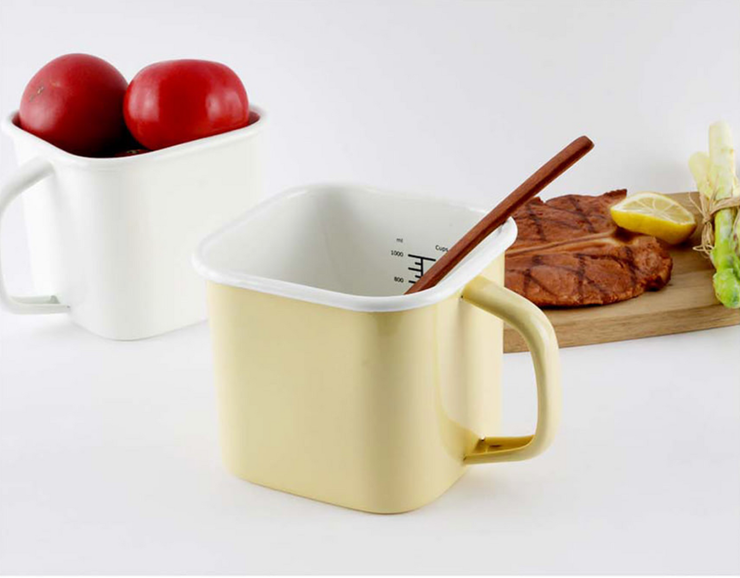 Enamel Canister Pot (Square)