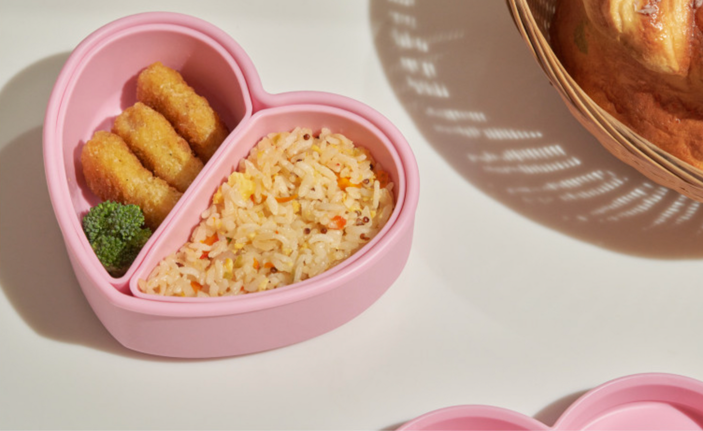 Pink heart lunchbox – platinum silicone kids bento box for school lunches