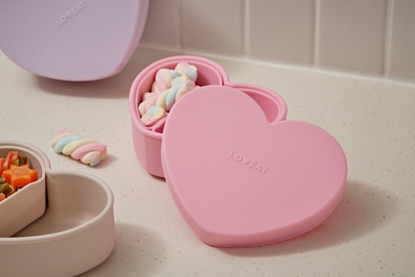 Cute bento box for toddlers – heart lunchbox in soft silicone
