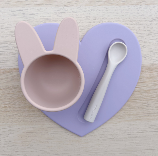 Silicone Bowl + Heart Mat + Spoon Set