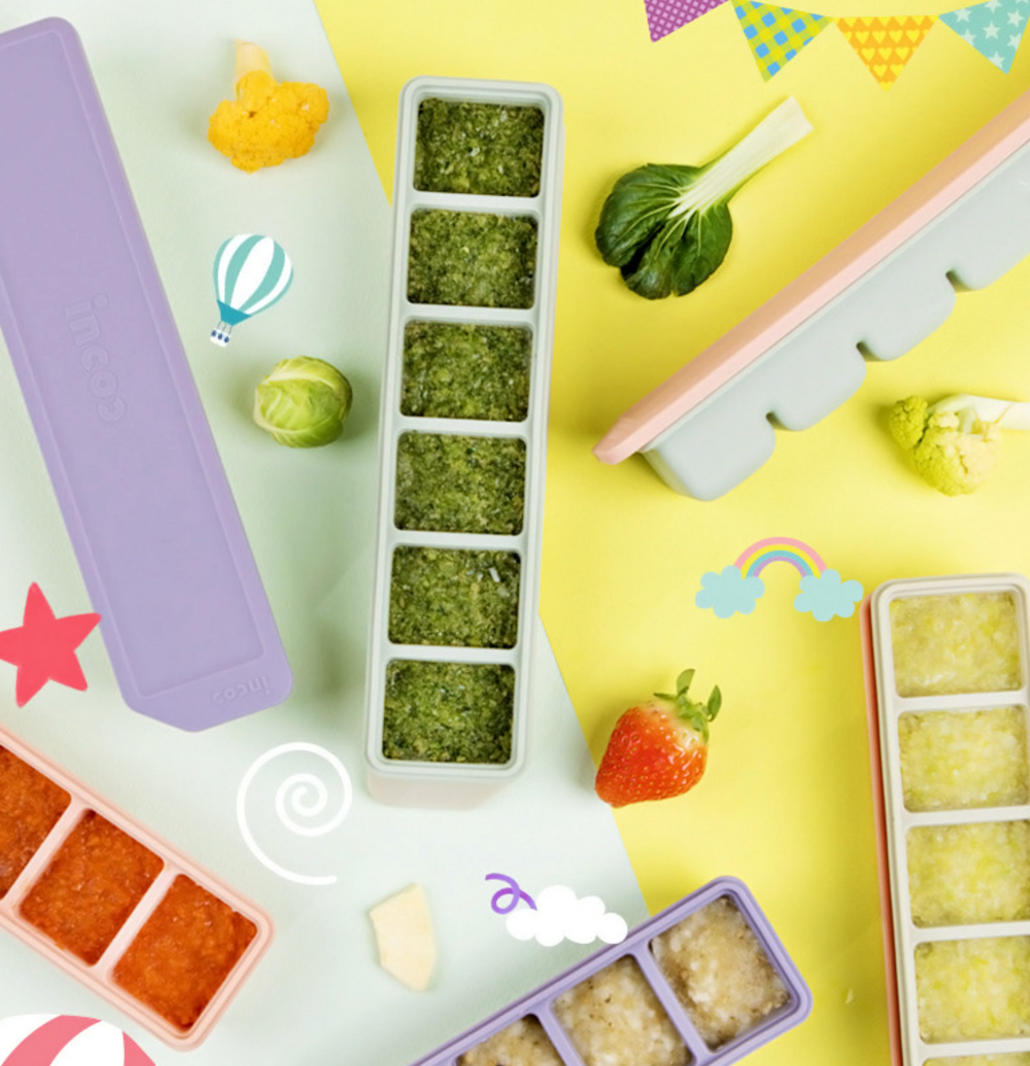 Premium Dual-Sealed Silicone Baby Food Freezer Tray (6 Cubes)