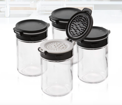 Dual Lid Glass Spice Jars