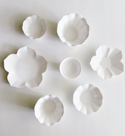 Set of white ceramic dishes